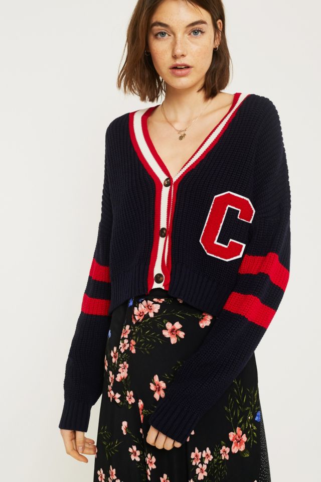 Cropped varsity sweater sale