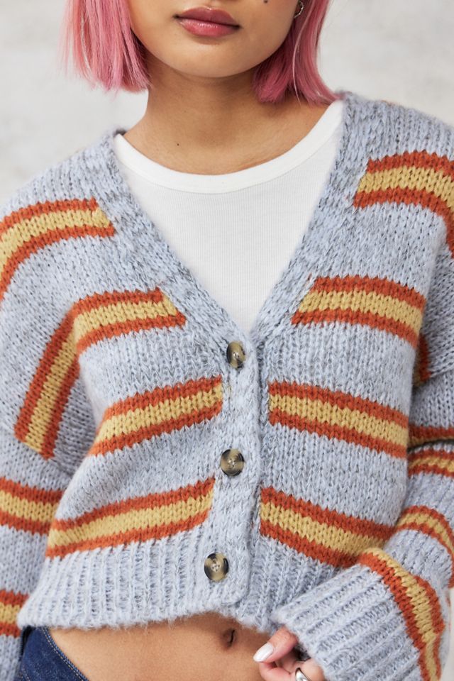 Cardigan rayé UO Grey Laguna Kai #3