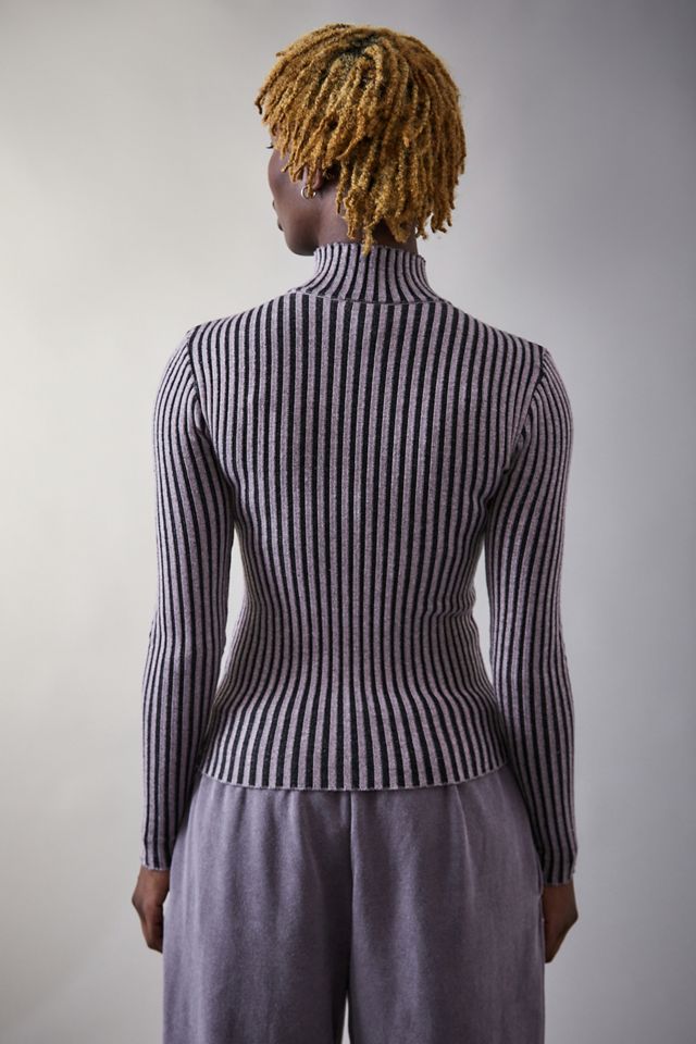 iets frans... Long Sleeve Plated Knit Zip-Through Top #3