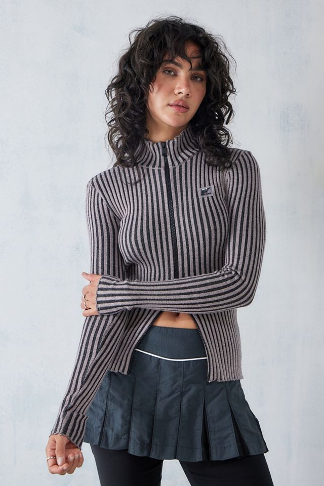 iets frans... Long Sleeve Plated Knit Zip-Through Top #5