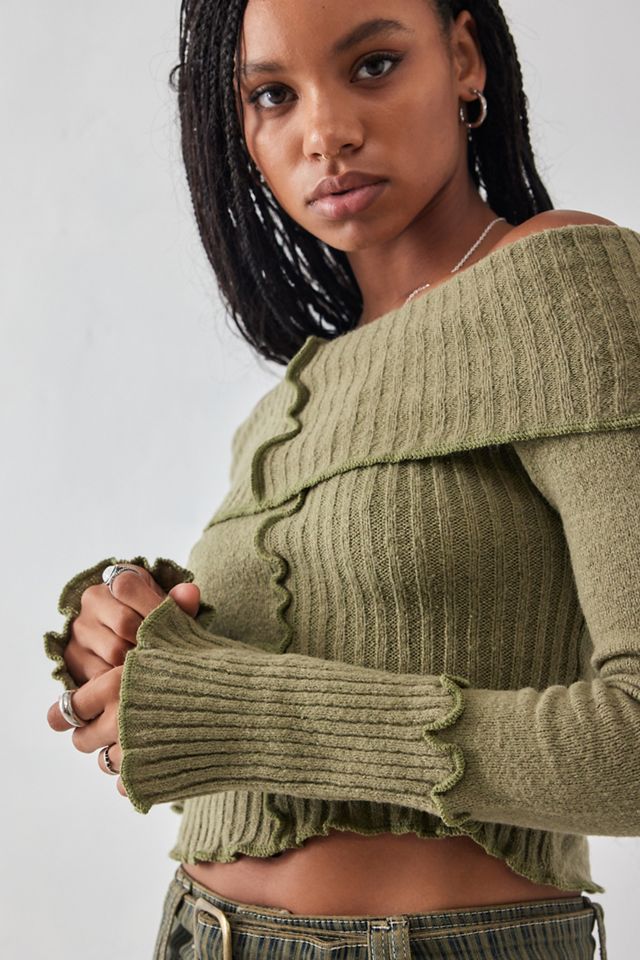UO Belle Overlock Knit Off-The-Shoulder Top #1