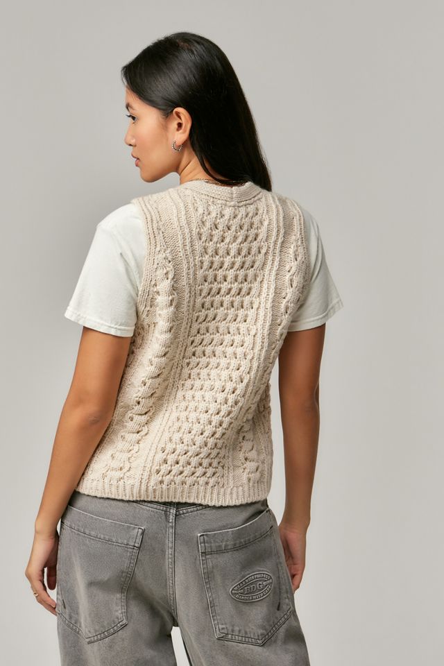 BDG Button Cable Knit Vest #3