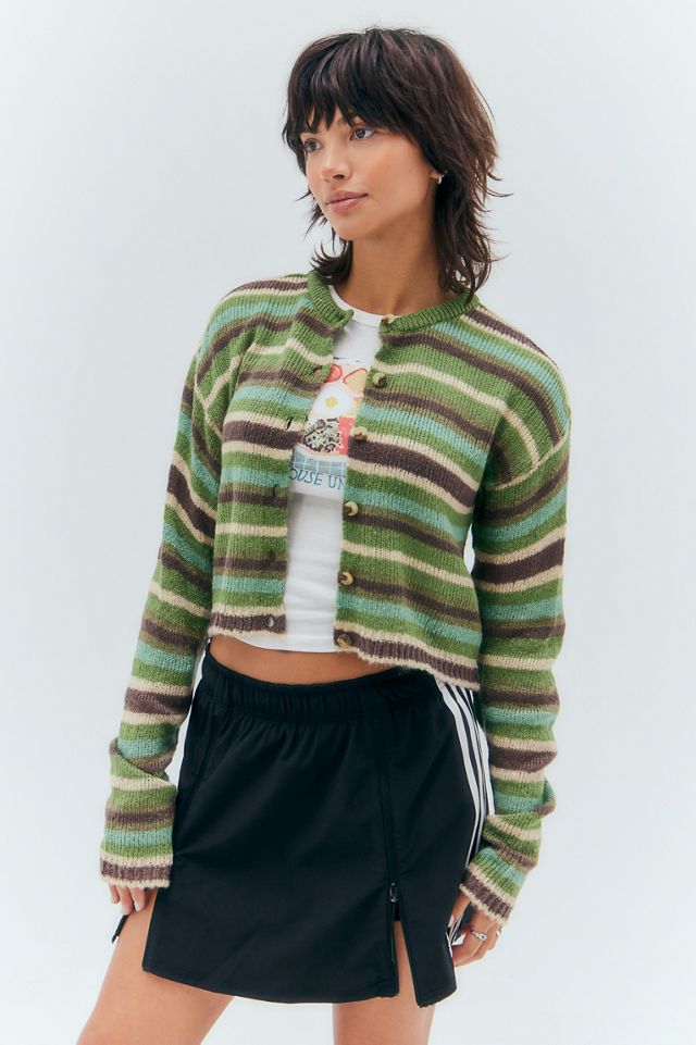 Cardigan rayé à col rond UO #1
