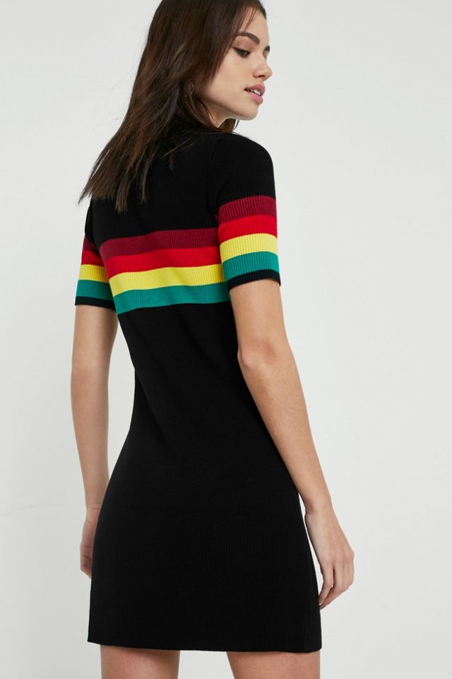 UO Placement Stripe Short-Sleeve Quarter Zip Dress #3
