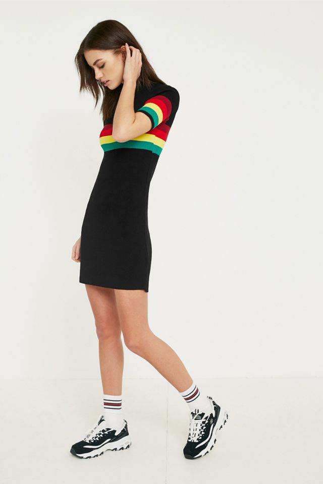 UO Placement Stripe Short-Sleeve Quarter Zip Dress #5