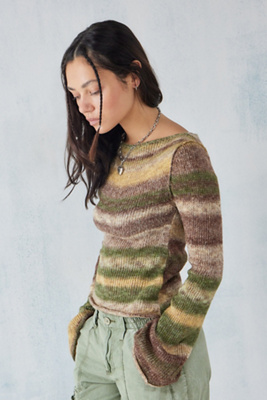 BEAUTY&amp;YOUTH UNITED ARROWS - まるる　新品　ROKU 6 BOTANICAL DYE SLIT KNIT 80's Betsey Johnson Punk Label Jewel Tone Color Block