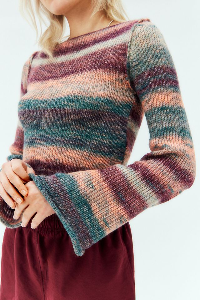 UO Space-Dye Fluted Sleeve Ribbed Knit Top #1