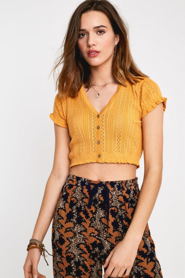Pointelle Button-Front Top
