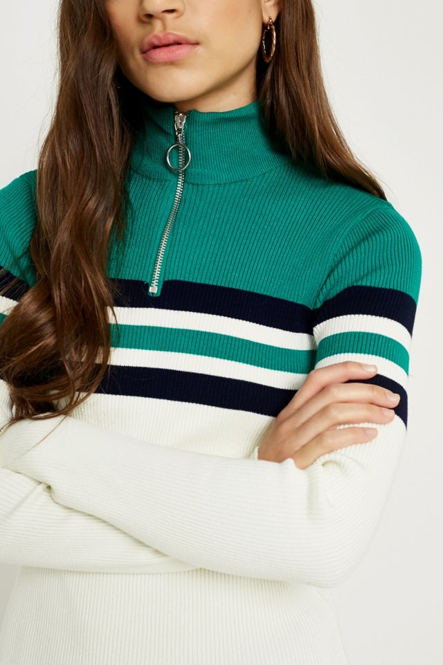 UO Colourblock Stripe Half-Zip Funnel Neck Jumper #1