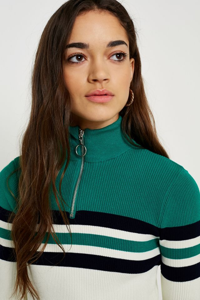 UO Colourblock Stripe Half-Zip Funnel Neck Jumper #5