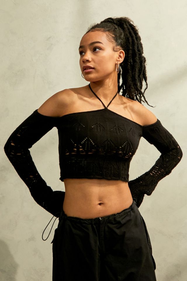 UO Laddered Knit Halterneck Crop Top