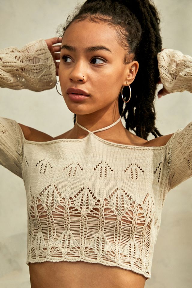 UO Laddered Knit Halterneck Crop Top #1