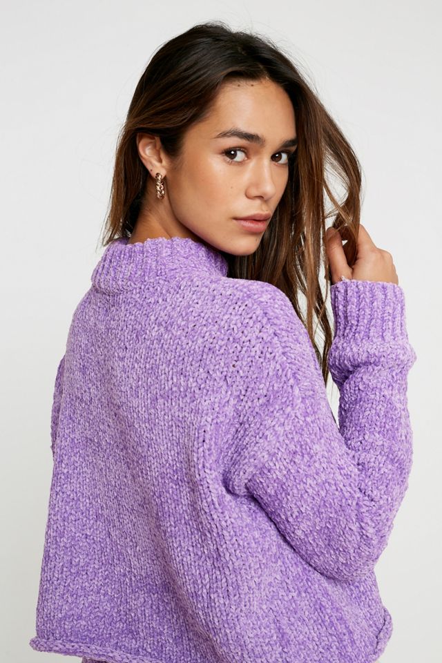 Urban Outfitters – Pullover „Milo“ aus Chenille mit Stehkragen in Lila #3