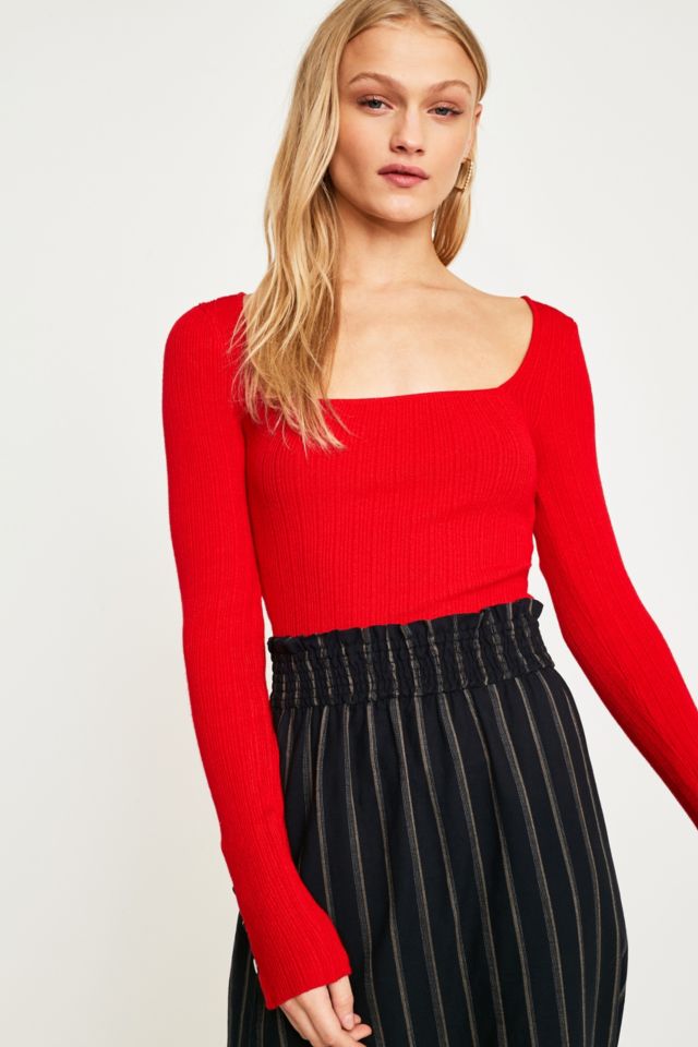 UO Sofie Red Square Neck Top | Urban Outfitters UK