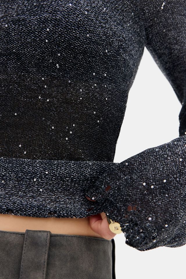 UO Sequin Slash Neck Top #1
