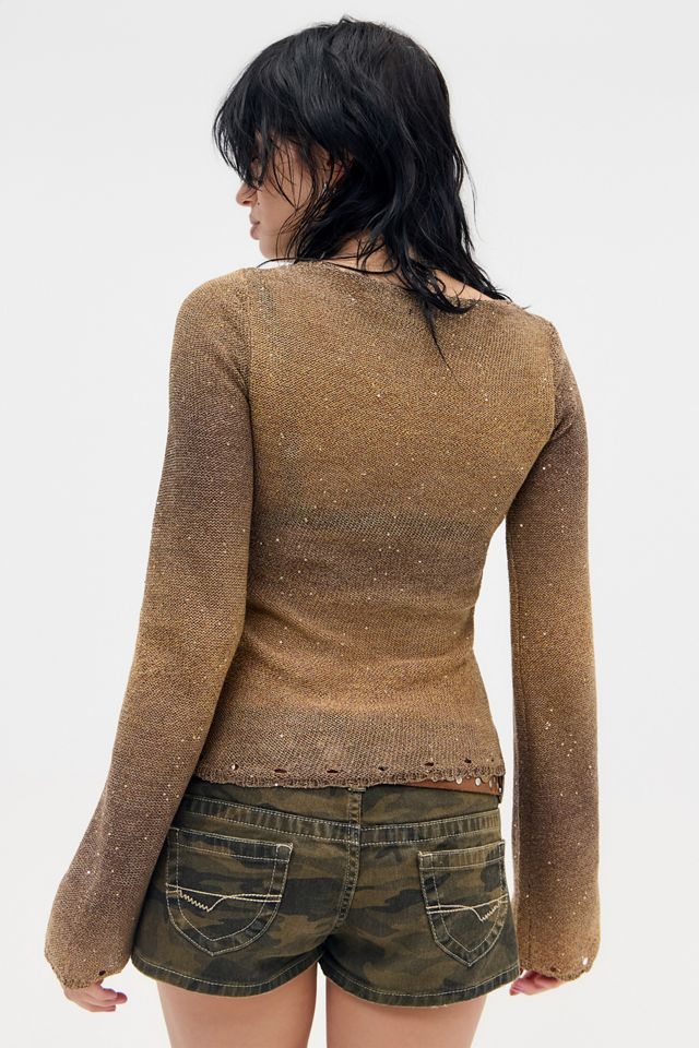 UO Sequin Slash Neck Top #3