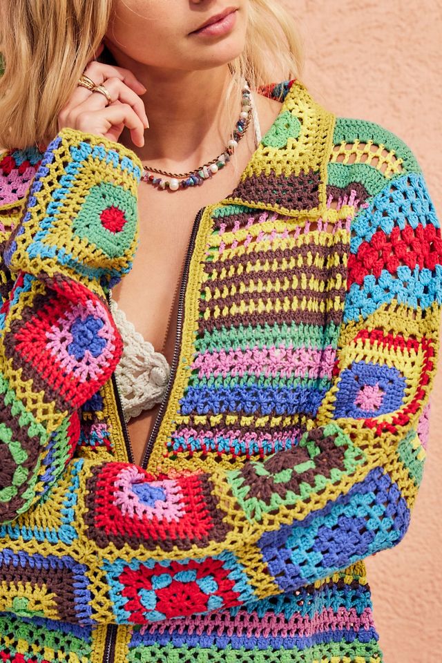 UO Hand-Crocheted Zip-Through Cardigan #1