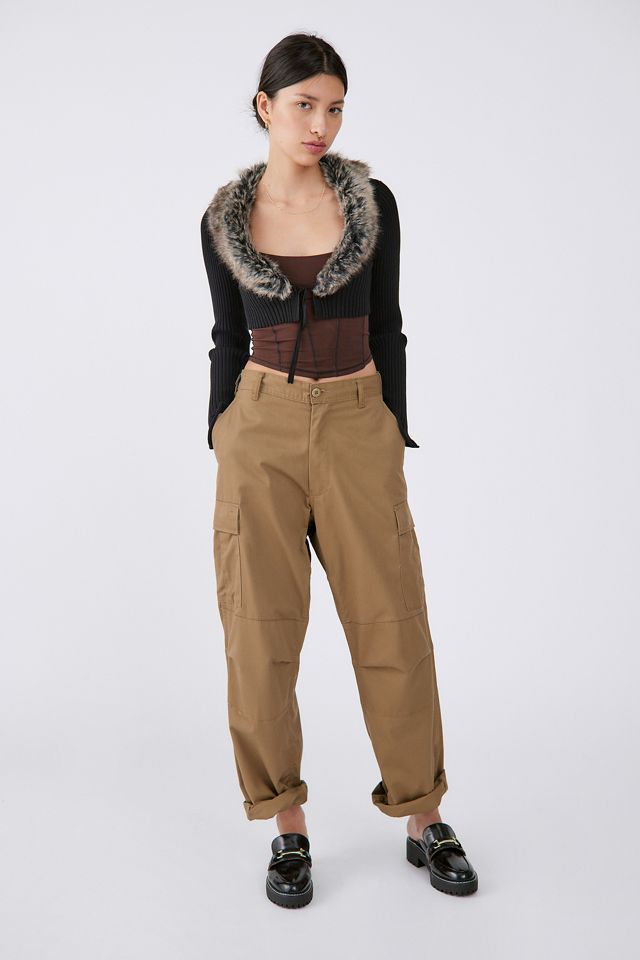 UO Izzy Kunstfell-Kragen Kurz-Strickjacke #2