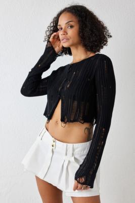 sheer cropped cardigan