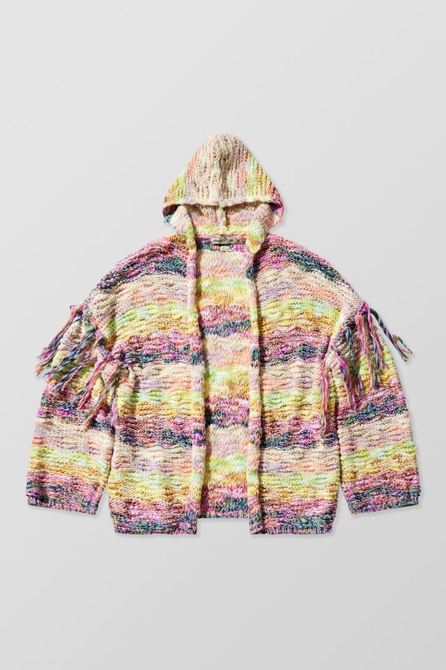 Kimchi Blue Space-Dye Knit Fringed Hoodie  #5