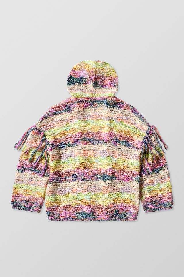 Kimchi Blue Space-Dye Knit Fringed Hoodie  #6