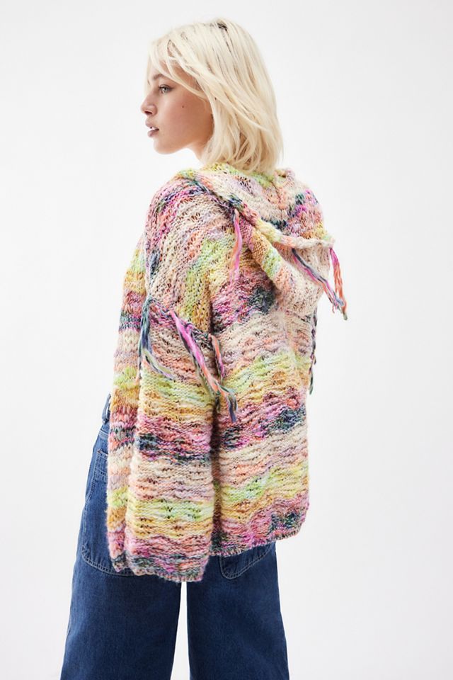 Kimchi Blue Space-Dye Knit Fringed Hoodie  #3