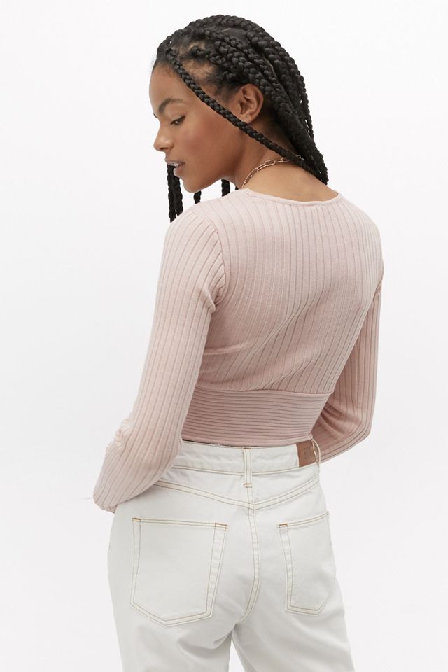 UO Ribbed Wrap Top | Urban Outfitters UK
