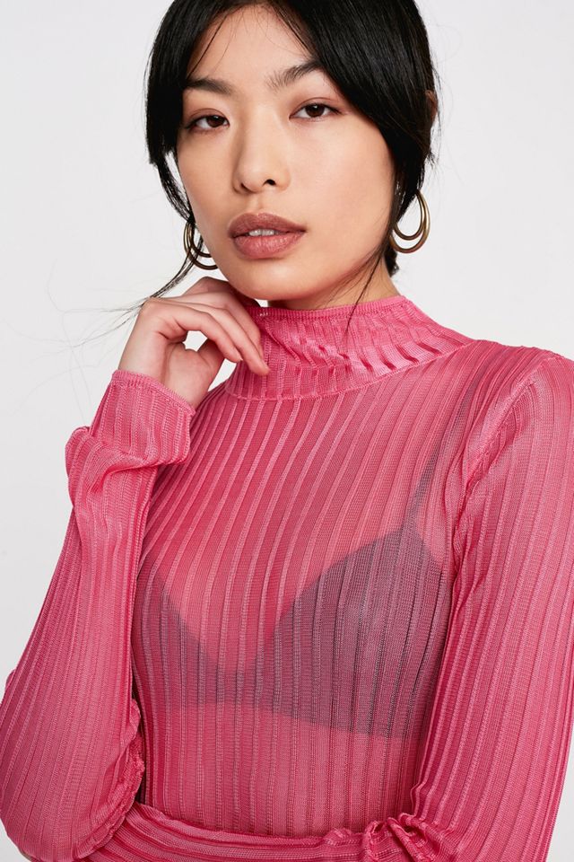 UO Ginger Sheer Pink Mock Neck Top #1