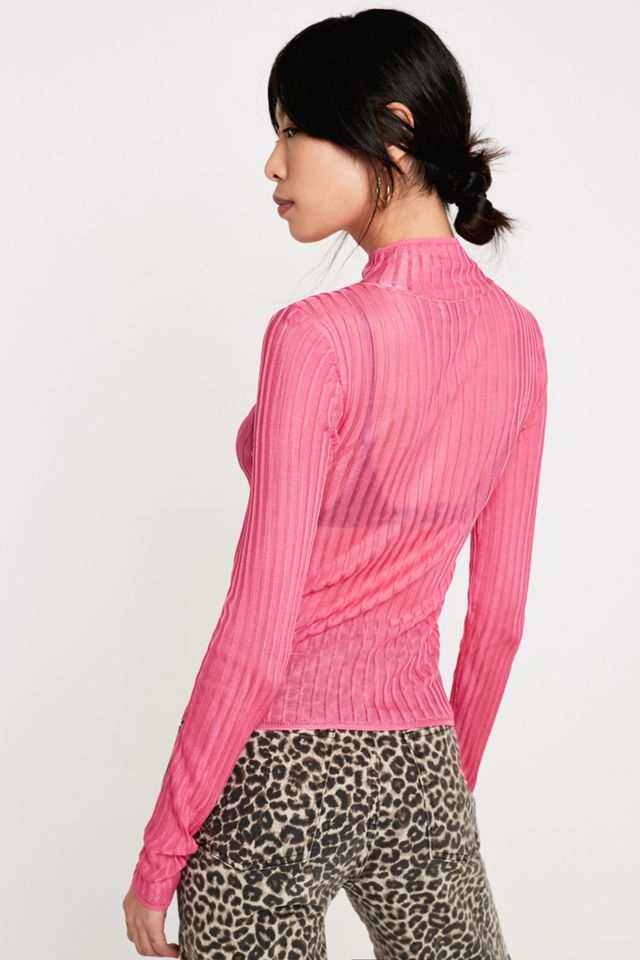 UO Ginger Sheer Pink Mock Neck Top #2