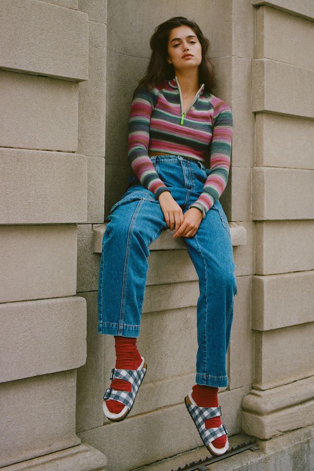 UO Lexi Striped Quarter-Zip Cropped Jumper #1