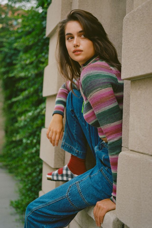 UO Lexi Striped Quarter-Zip Cropped Jumper #2