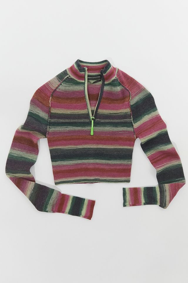 UO Lexi Striped Quarter-Zip Cropped Jumper #4