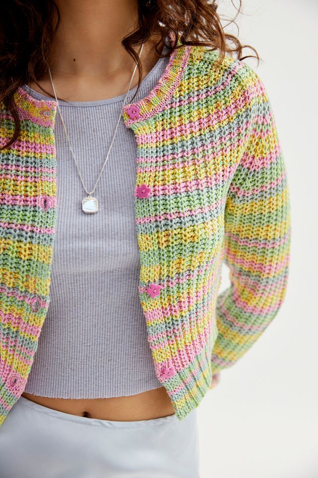 UO Celine Cardigan in maglia a righe pastello #1