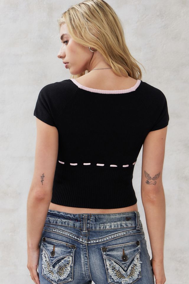 UO Edison Short-Sleeved Ribbon-Tie Top #4