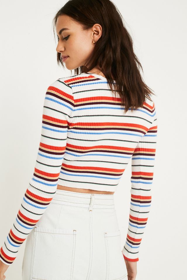 UO Placement Stripe Crop Cardigan #4