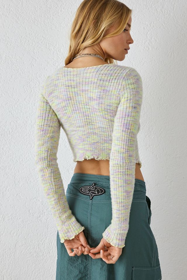UO Split Hem Fluffy Space-Dye Knit Crop Top #3