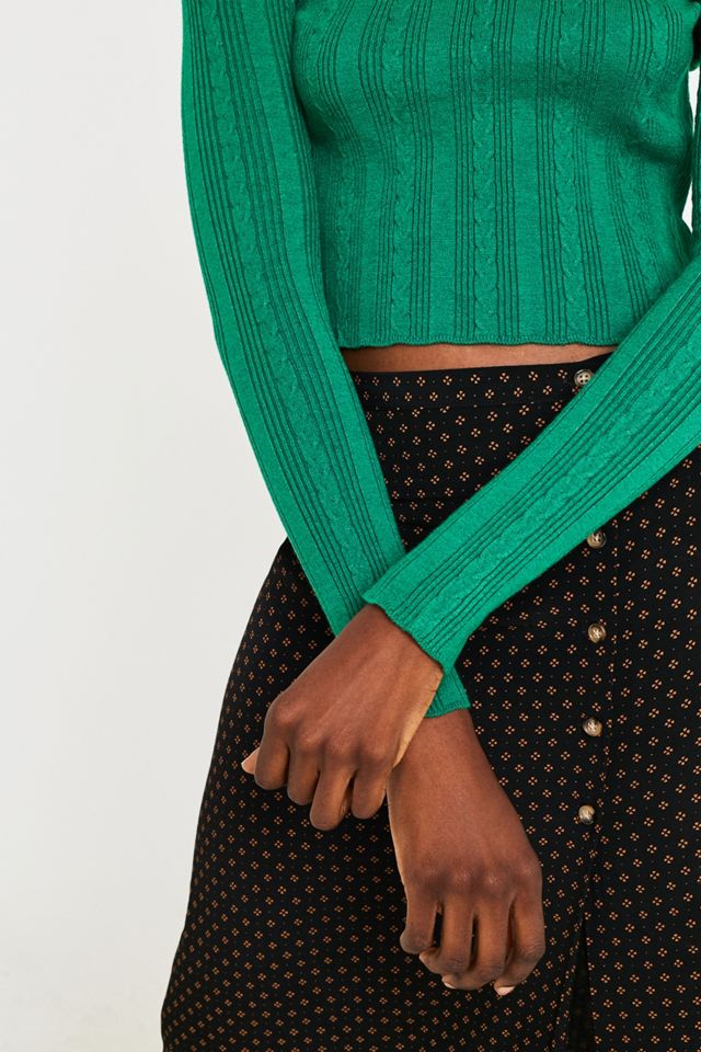 UO - Pull ras du cou vert en mini maille torsadée #2