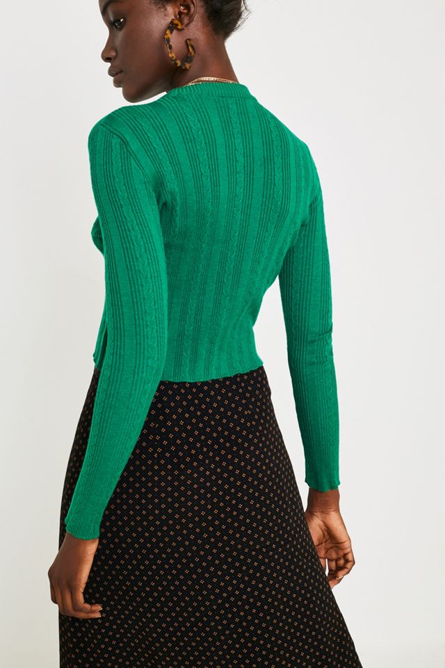 UO - Pull ras du cou vert en mini maille torsadée #4