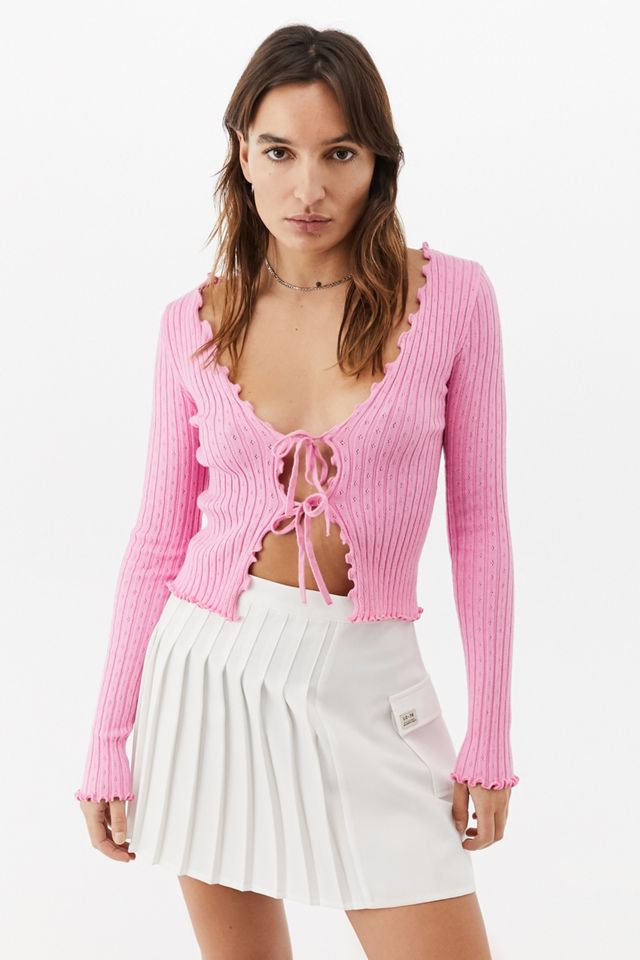 UO Noori Tie-Front Pink Top #4