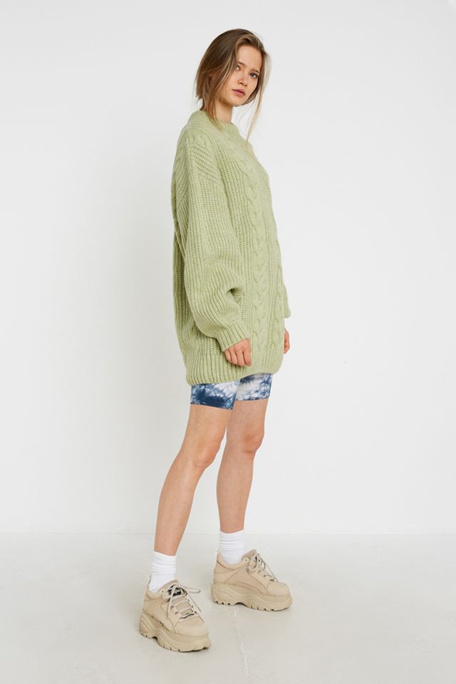 UO Green Cable Knit Mini Dress #2