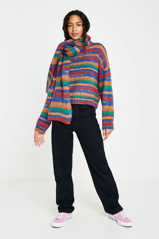 UO '90s Rainbow Stripe Spacedye Jumper #2