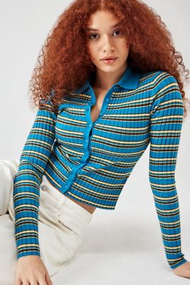 BDG Denver Stripe Polo Cardigan