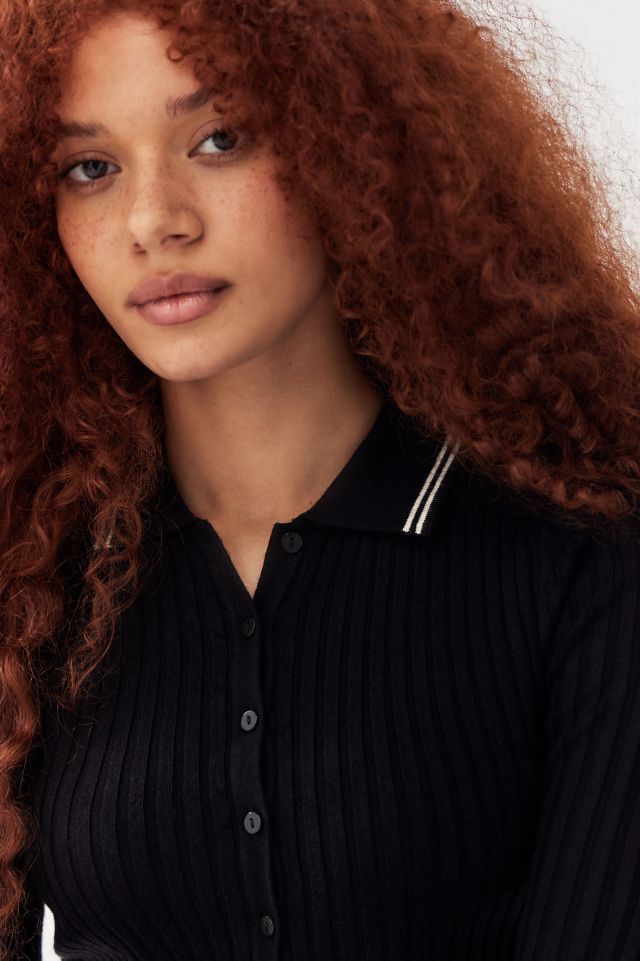 BDG Denver Ribbed Knit Polo Top | Urban Outfitters UK