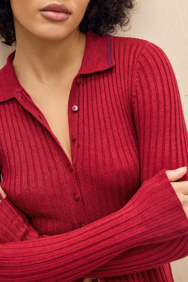 BDG Denver Ribbed Knit Polo Top #1