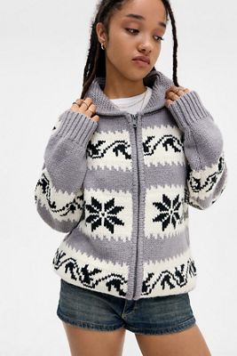 BDG Fairisle Pattern Bomber Cardigan