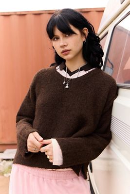 iets frans.. Champagner High V-Neck Pullover