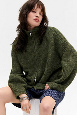 UO Finn Funnel Neck Zip-Through Cardigan Product Page