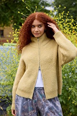 UO Finn Funnel Neck Zip-Through Cardigan