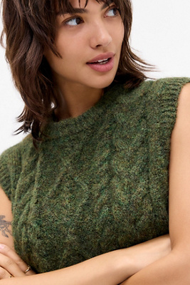 UO Cable Knit Tank - Khaki XS at Urban Outfitters