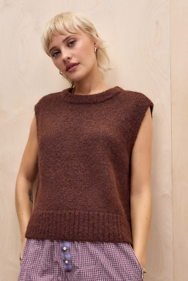 UO Arizona Lofty Sleeveless Tank Top - Dark Brown XS at Urban Outfitters